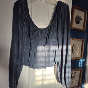 Astr Black Pleated Blouse